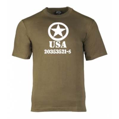 USA Zielona Wojskowa Koszulka Męska Militarna